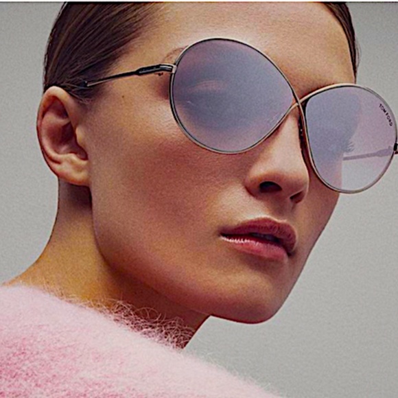 Tom Ford TF564-18C Rania Round Sunglasses Rhodium Silver/Grey Smoke Mirror 64 mm main image 9